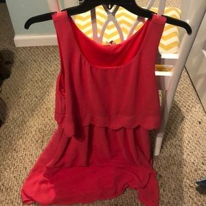 Red Camel Knee Length Scalloped Dress